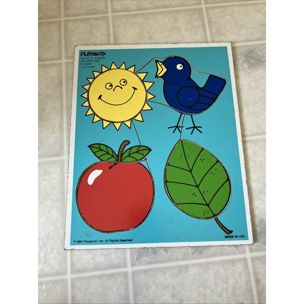 Vintage 1985 Playskool Colors I See 4 Piece‎ Puzzle #180-03 Ages 1-3 Years USA